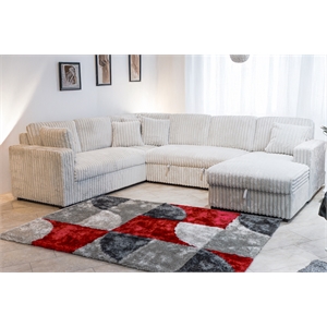 Pemberly Row 5-Piece Fabric Upholstered Sectional in Mist Gray