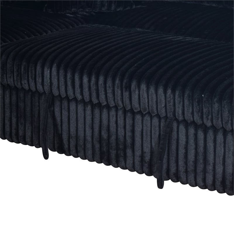 Pemberly Row 5-Piece Fabric Sectional with Chaise in Midnight Black