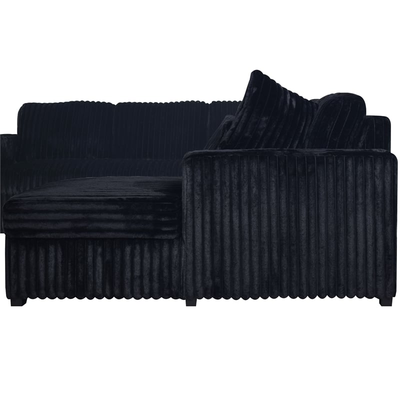 Pemberly Row 5-Piece Fabric Sectional with Chaise in Midnight Black