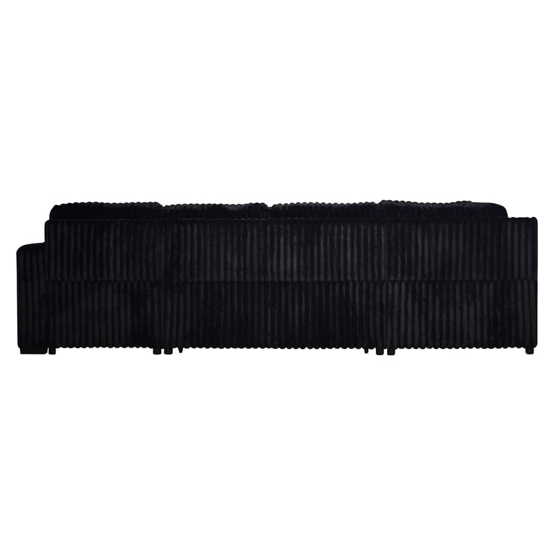 Pemberly Row 5-Piece Fabric Sectional with Chaise in Midnight Black