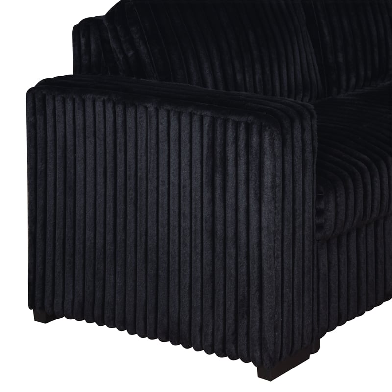 Pemberly Row 5-Piece Fabric Sectional with Chaise in Midnight Black