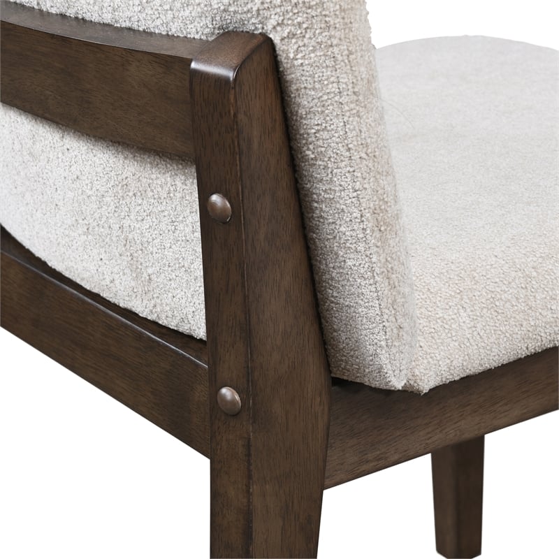 Pemberly Row 7-Piece Rubberwood Dining Table Set in Walnut and Beige
