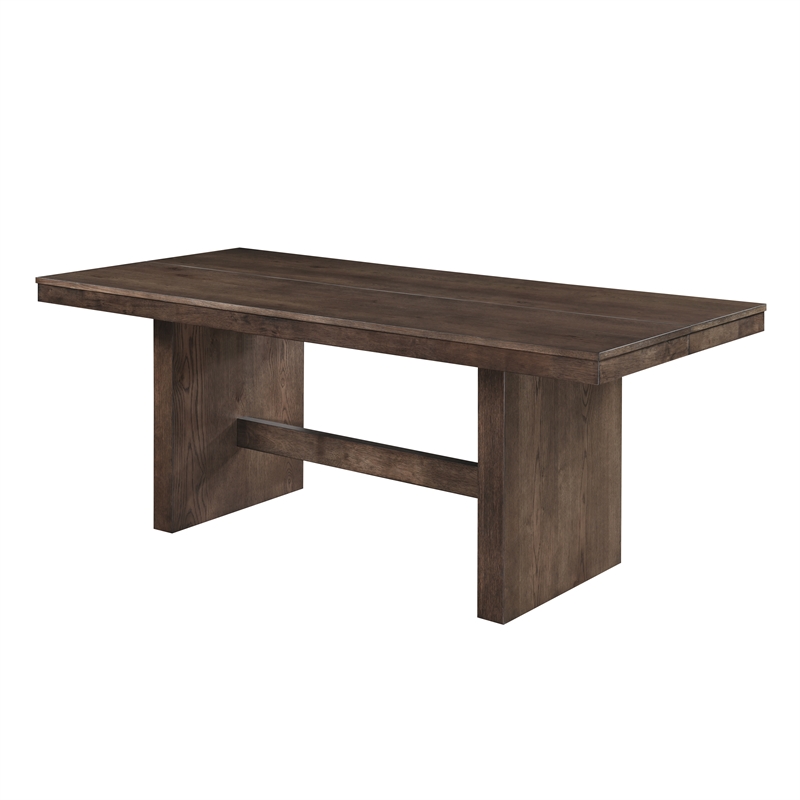 Pemberly Row 7-Piece Rubberwood Dining Table Set in Walnut and Beige