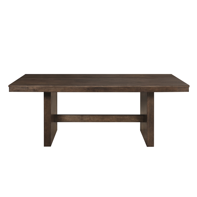 Pemberly Row 7-Piece Rubberwood Dining Table Set in Walnut and Beige
