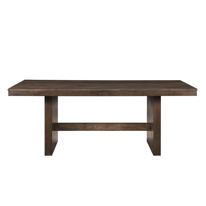 Pemberly Row 7-Piece Rubberwood Dining Table Set in Walnut and Beige
