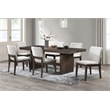 Pemberly Row 7-Piece Rubberwood Dining Table Set in Walnut and Beige