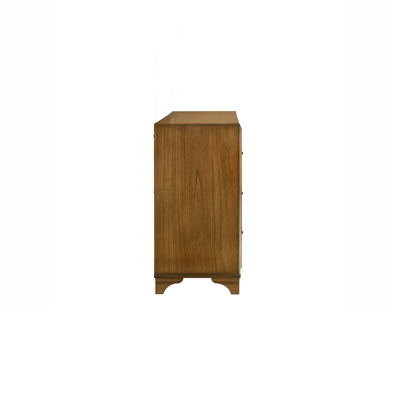 Pemberly Row Wood 6-Drawer Dresser in Honey Finish