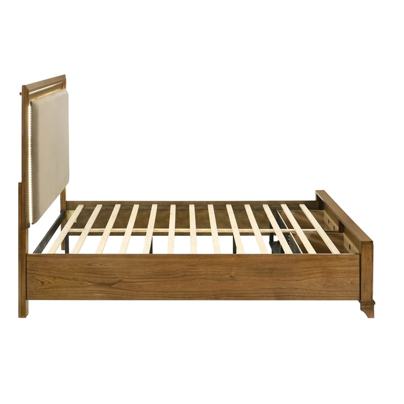 Pemberly Row Wood King Storage Platform Bed in Honey Finish