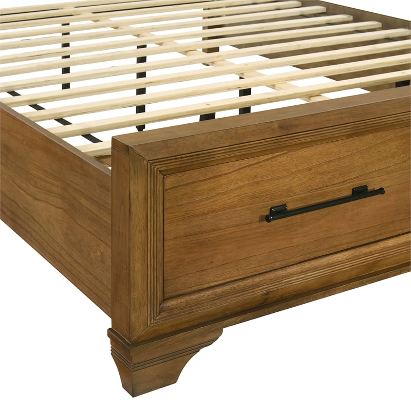 Pemberly Row Wood King Storage Platform Bed in Honey Finish