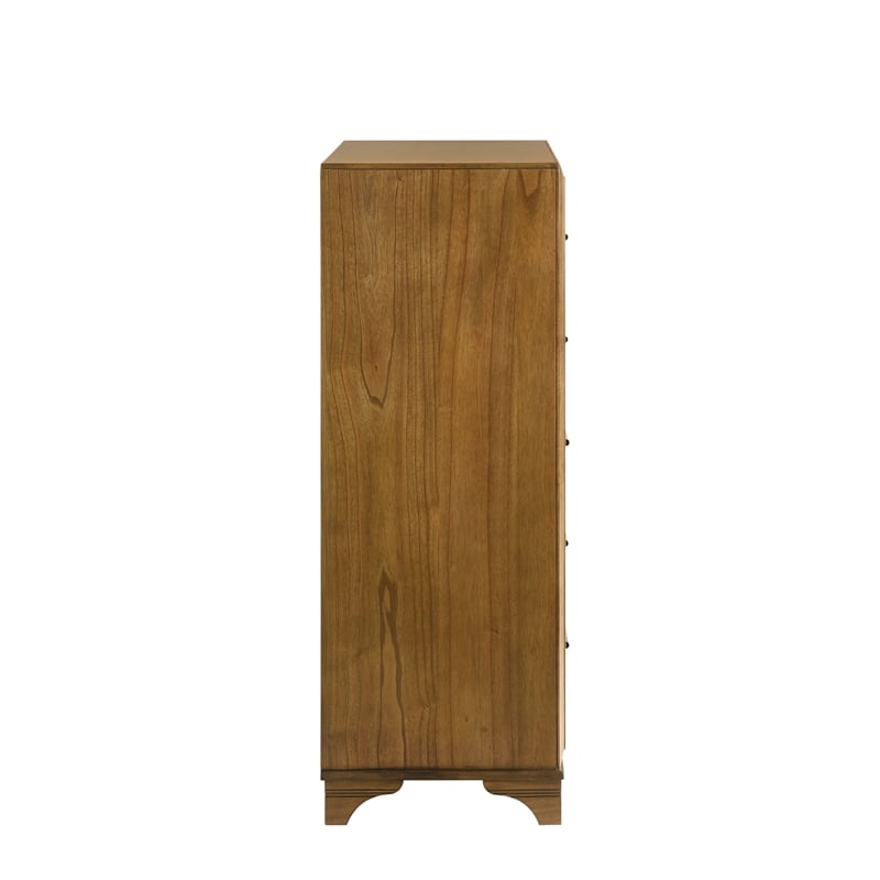 Pemberly Row 4Pc Wood Queen Bedroom Set with Chest in Honey Brown