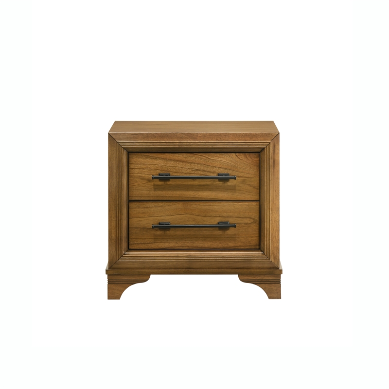 Pemberly Row 5Pc Wood Queen Bedroom Set with Chest in Honey Brown Finish