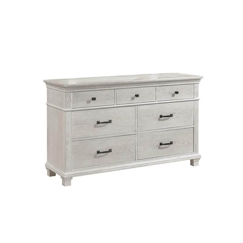 Pemberly Row 7-Drawer Wood Dresser in Misty Gray Finish