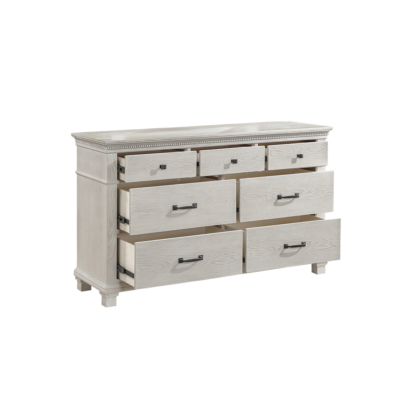 Pemberly Row 7-Drawer Wood Dresser in Misty Gray Finish