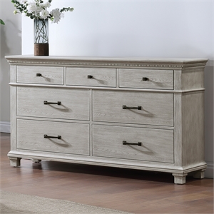 Pemberly Row 7-Drawer Wood Dresser in Misty Gray Finish