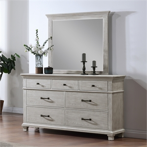 Pemberly Row 2-Piece Wood Dresser and Mirror Set in Gray with Storage