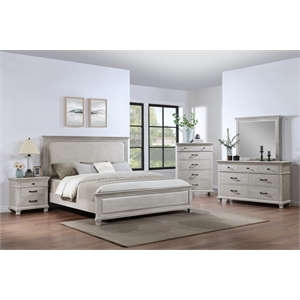 Pemberly Row 5-Piece Wood King Bedroom Set in Misty Gray Finish
