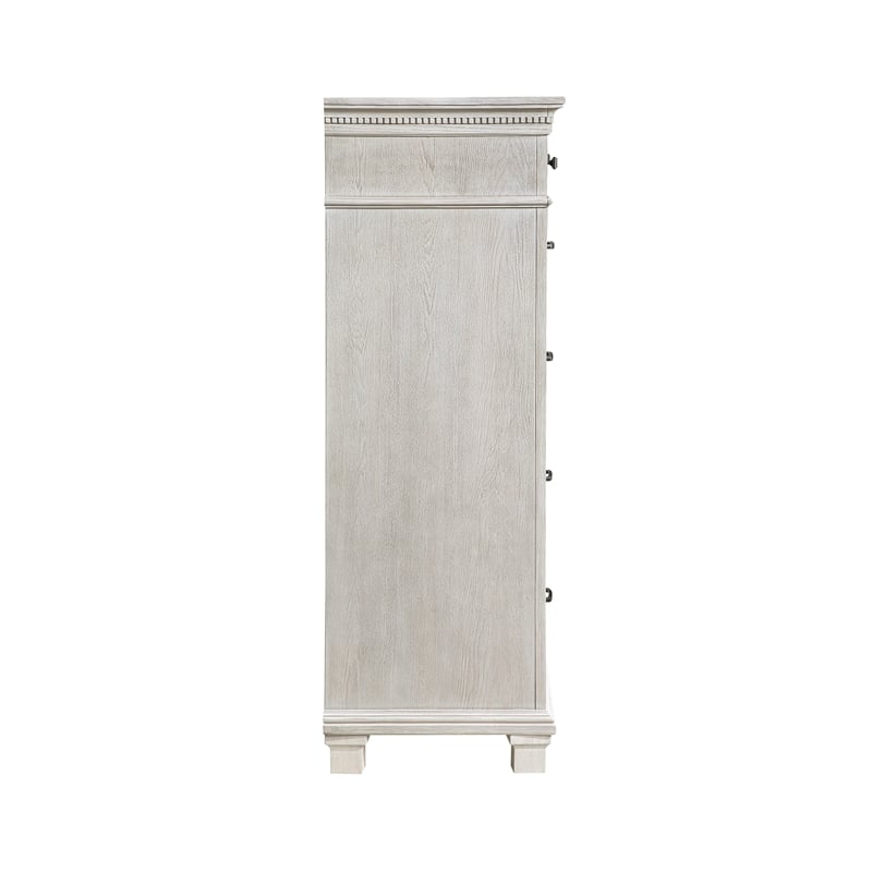 Pemberly Row 5Pc Wood Cal King Bedroom Set with Chest in Gray Pine