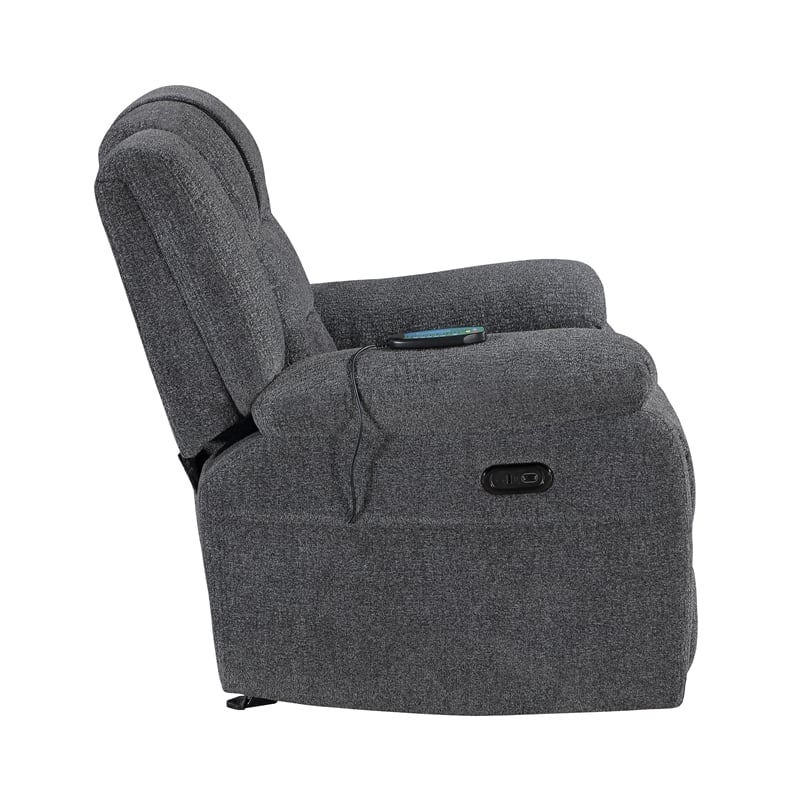 Pemberly Row Chenille Power Glider Recliner in Dark Gray