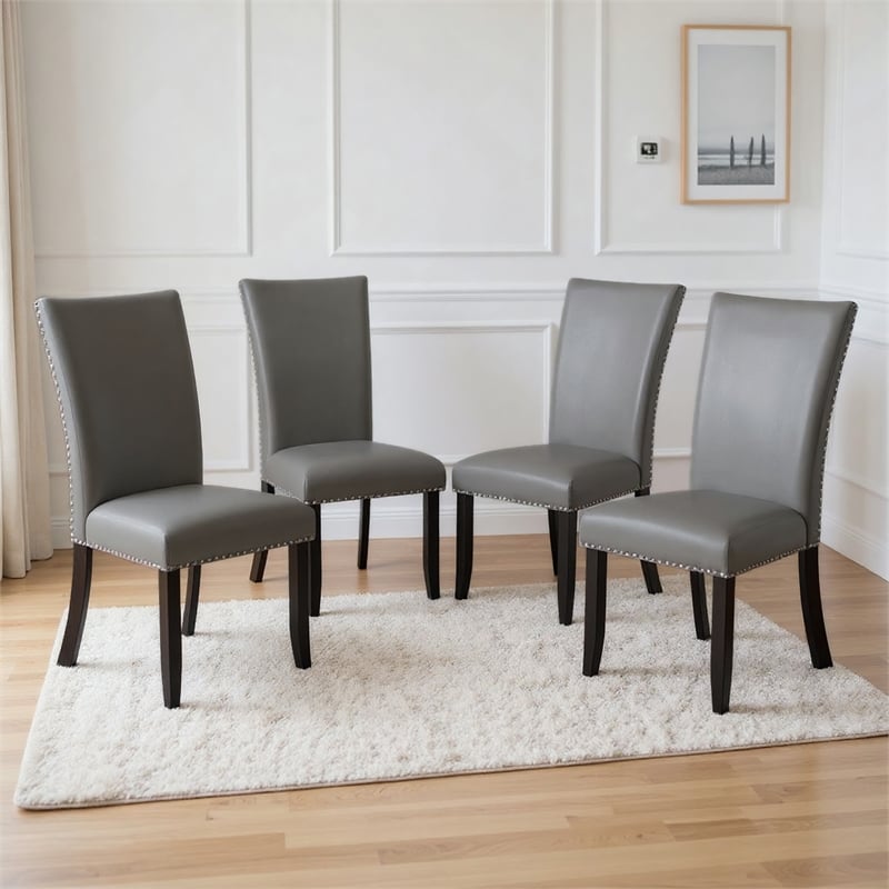 Pemberly Row Modern Gray Upholstered Wood Dining Chair (Set of 4)