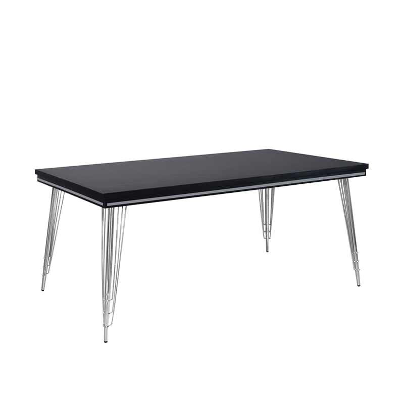 Pemberly Row 5-Piece Dining Set with Upholstered Chairs and Black Table