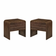 Pemberly Row Walnut Wood 2-Drawer End Table Set