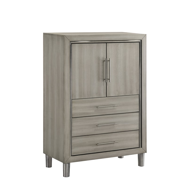 Pemberly Row 4Pc Cal King Bedroom Set with Chest in Modern Grey Finish