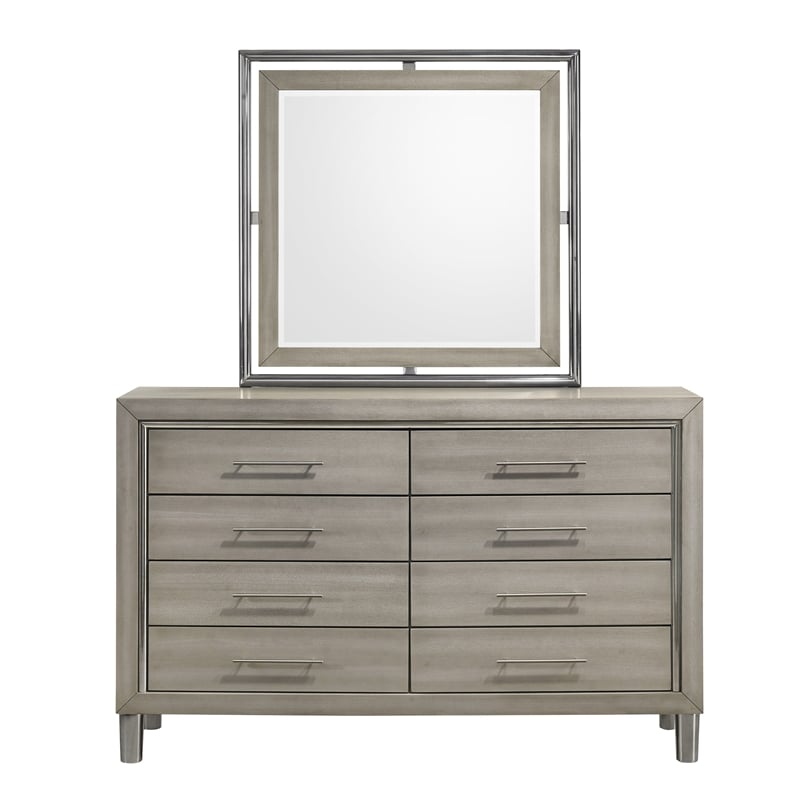 Pemberly Row 4Pc Cal King Bedroom Set with Chest in Modern Grey Finish