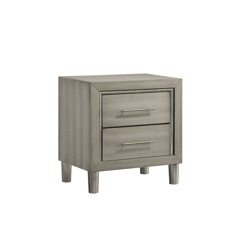 Pemberly Row 5Pc Wood King Bedroom Set w Chest in Gray