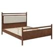 Pemberly Row Full Platform Bed Frame in Walnut Heathered Ivory Fabric