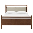 Pemberly Row Full Platform Bed Frame in Walnut Heathered Ivory Fabric