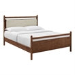 Pemberly Row Full Platform Bed Frame in Walnut Heathered Ivory Fabric