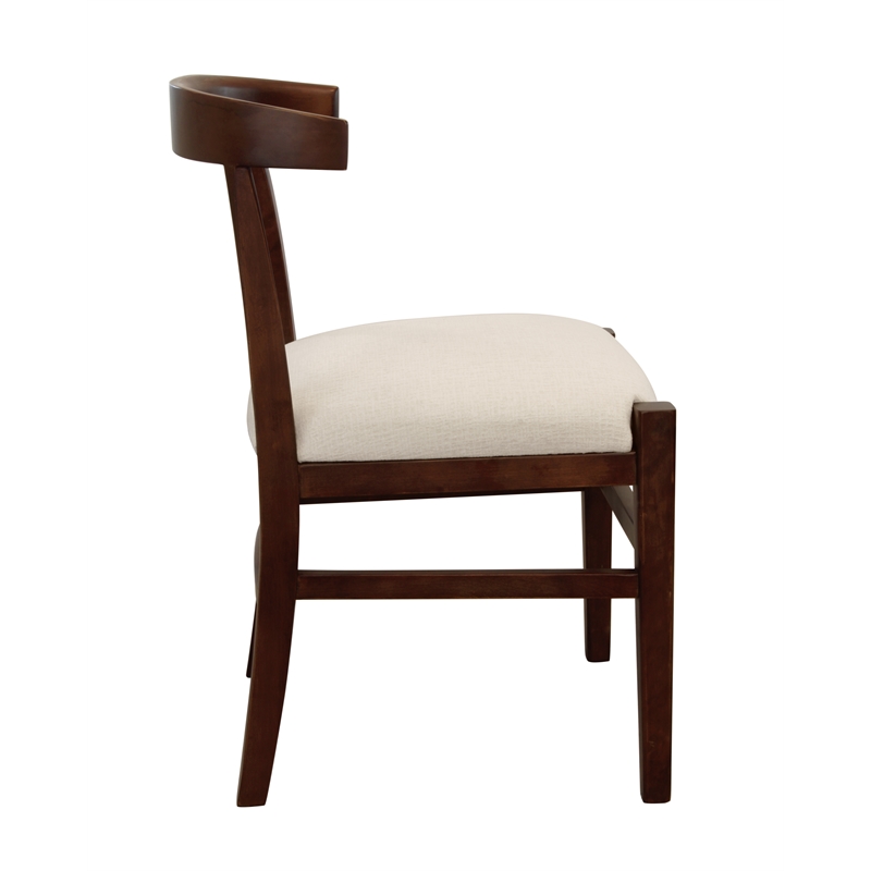 Pemberly Row Mid-Century Dining Chair in Ivory Upholstery and Solid Wood Frame