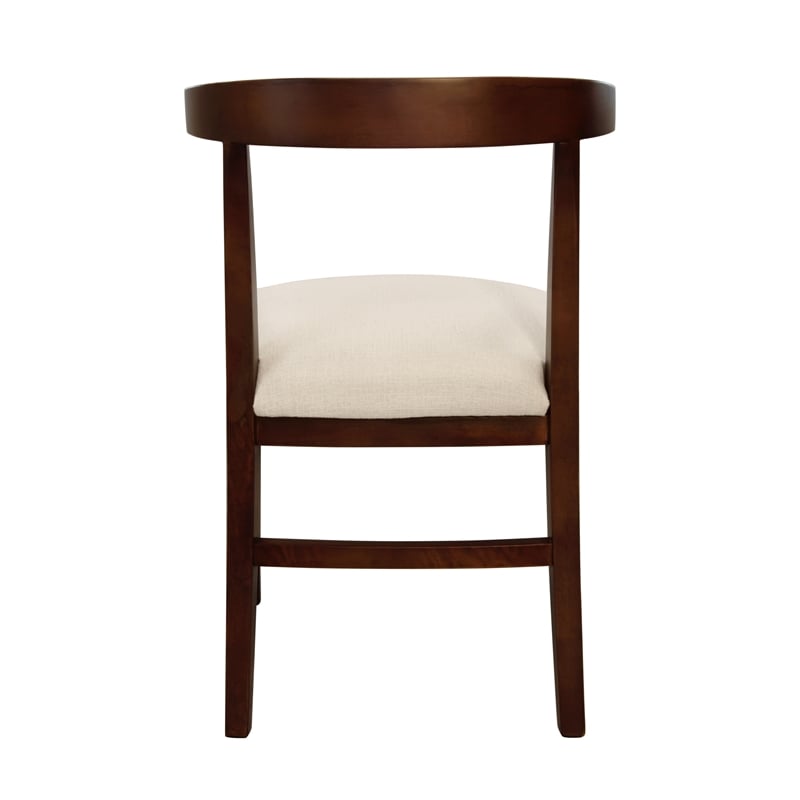 Pemberly Row Mid-Century Dining Chair in Ivory Upholstery and Solid Wood Frame