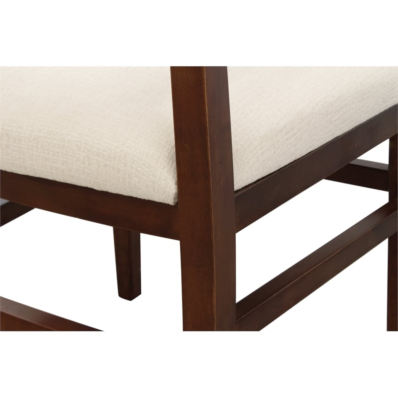 Pemberly Row Mid-Century Dining Chair in Ivory Upholstery and Solid Wood Frame