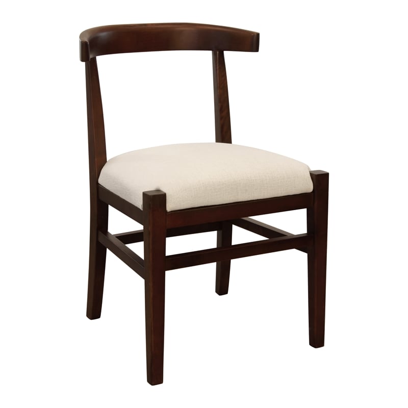Pemberly Row Mid-Century Dining Chair in Ivory Upholstery and Solid Wood Frame