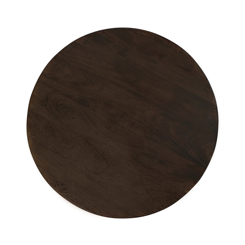 Pemberly Row Round End Table in Barista Brown Finish on Solid Wood