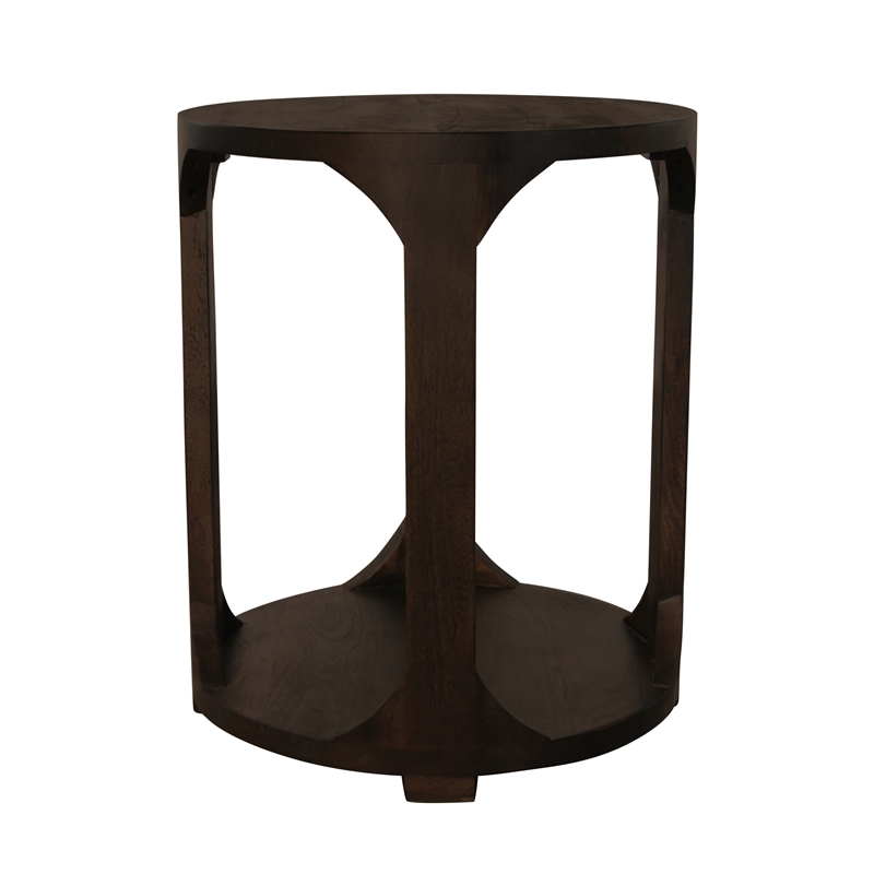 Pemberly Row Round End Table in Barista Brown Finish on Solid Wood