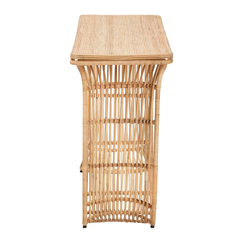 Pemberly Row Araceli S-Curve Console Table with Laminated Rattan Top
