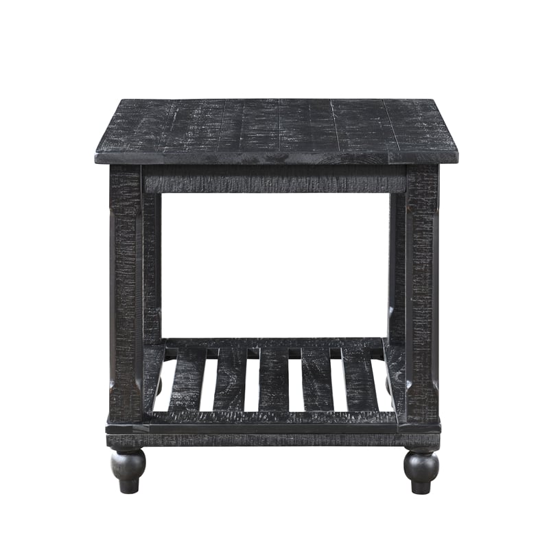 Pemberly Row 3-Piece Pine Occasional Table Set in Distressed Black