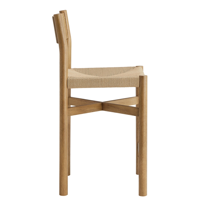 Pemberly Row Oak Wood Counter Stools with Woven Seats Set of 2 in Weathered Oak