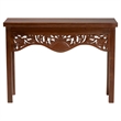 Pemberly Row Mahogany Console Table with Hand-Carved Floral Apron