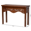 Pemberly Row Mahogany Console Table with Hand-Carved Floral Apron