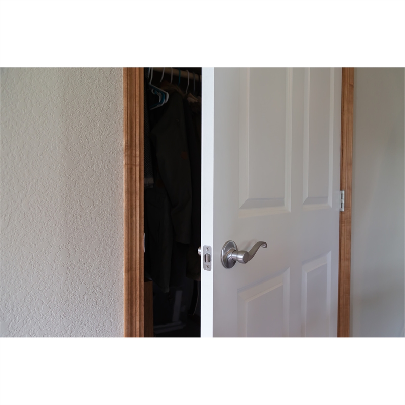 Pemberly Row Satin Nickel Brass Door Handle Scroll Passage 2 Pack