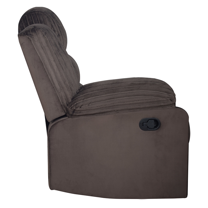 Pemberly Row Reclining Sofa in Wood and Chocolate Brown Fabric