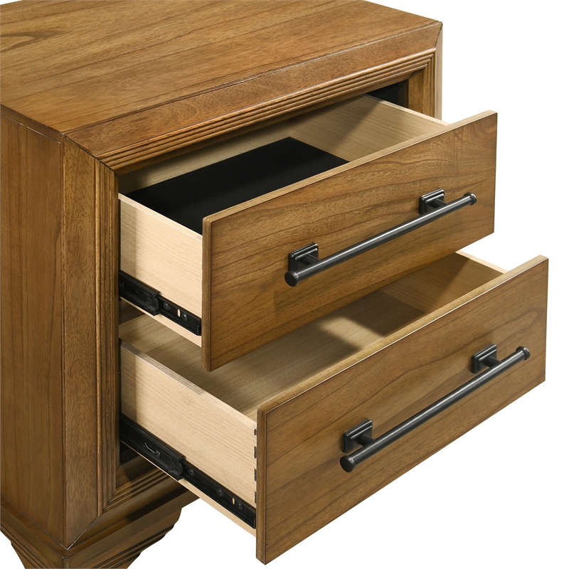 Pemberly Row 2-Drawer Wood Nightstand in Honey Finish
