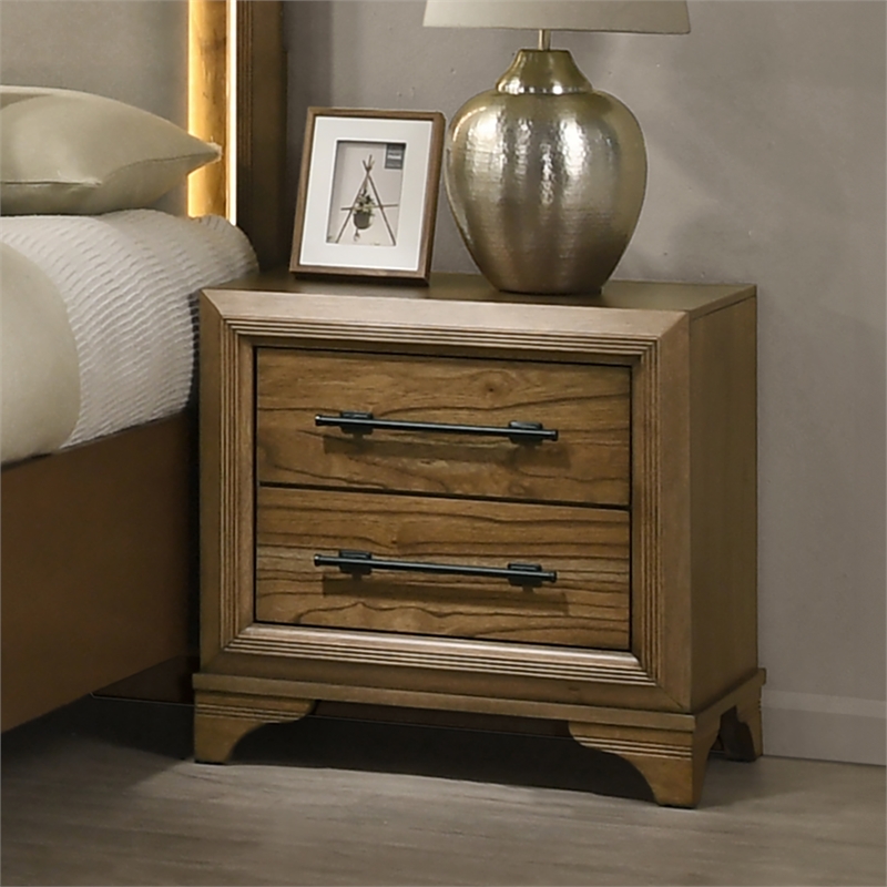 Pemberly Row 2-Drawer Wood Nightstand in Honey Finish