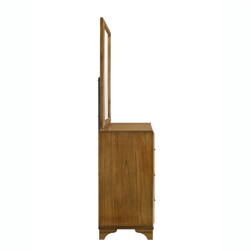 Pemberly Row 2-Piece Dresser and Mirror Set in Honey Brown
