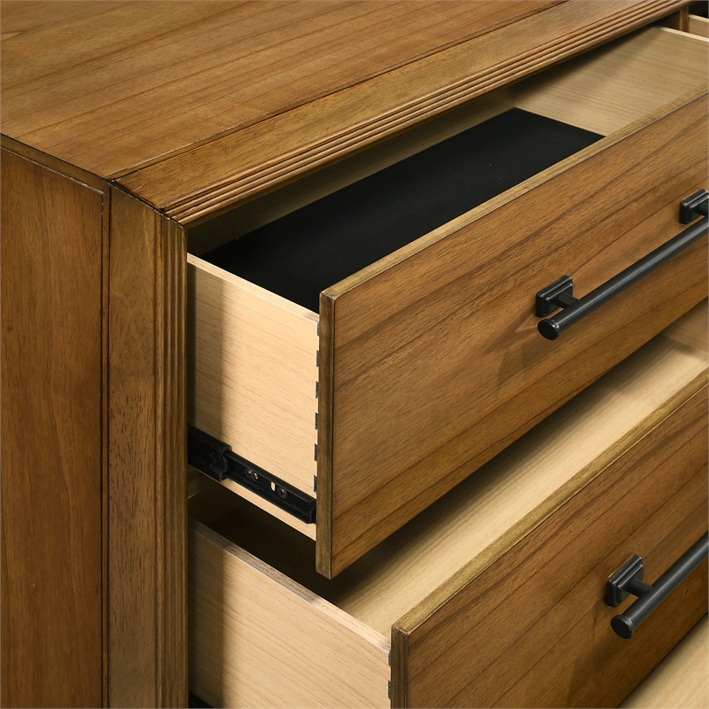 Pemberly Row 2-Piece Dresser and Mirror Set in Honey Brown