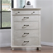 Pemberly Row Wood 5-Drawer Chest in Misty Gray Finish