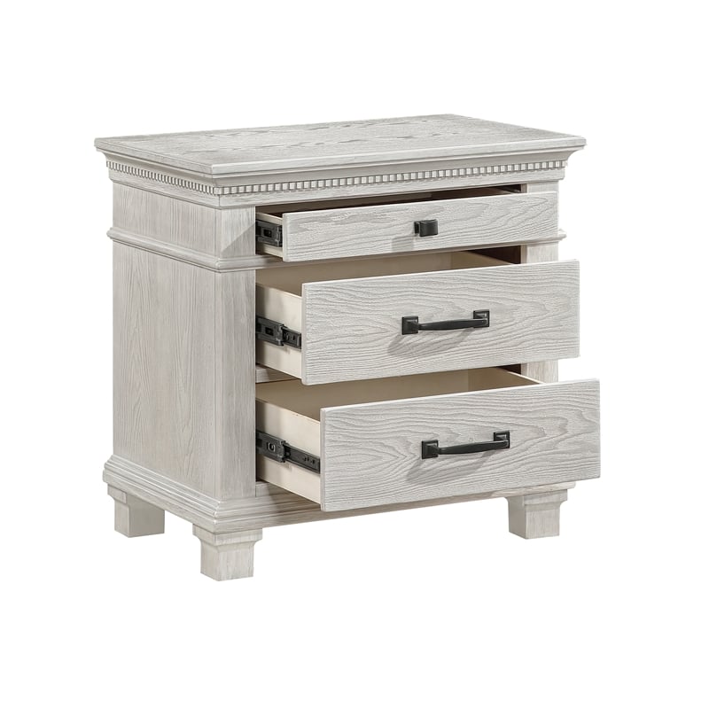 Pemberly Row 5Pc King Bedroom Set with Oak Veneers in Misty Gray